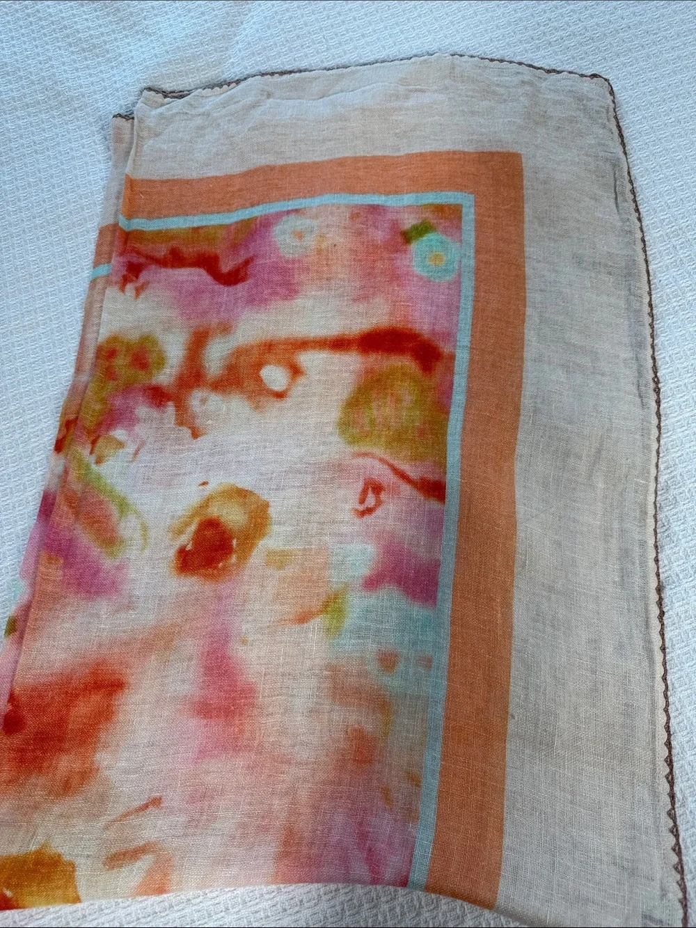 Soft Surroundings linen kimono shrug with embroidered edges